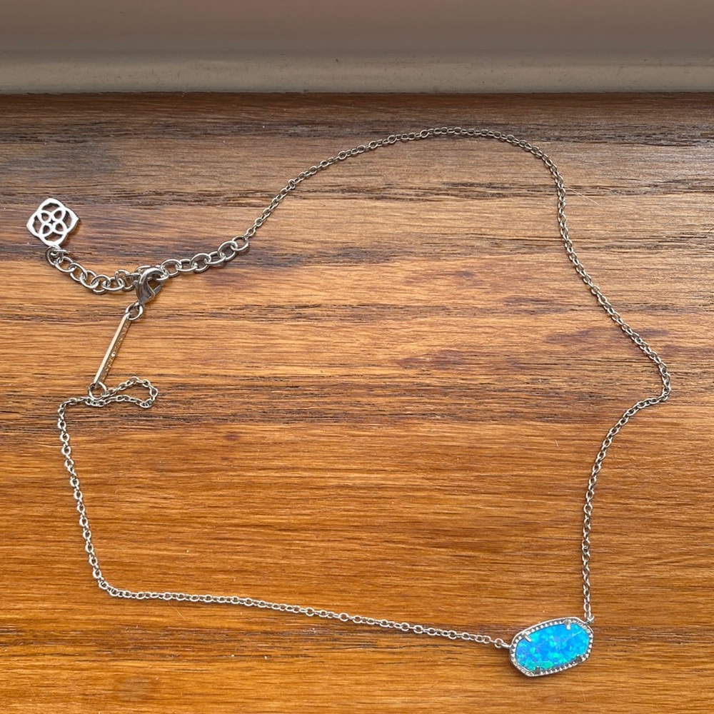 Kendra Scott Silver and Turquoise Elisa Necklace